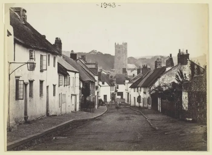 Framed Print : Untitled [thatched cottages and church], 1860  /  94. Creator: Francis Bedford