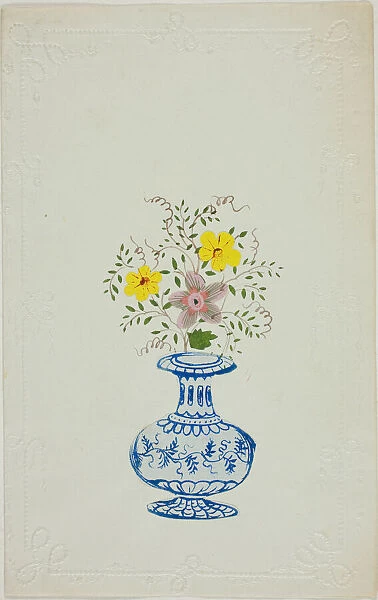 Untitled Valentine (Blue and White Vase with Flowers), c. 1850. Creator: George Kershaw