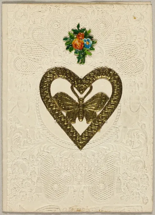 Framed Print : Untitled Valentine (Butterfly in Heart), 1850 / 60. Creator: Unknown Framed Print : Untitled Valentine (Butterfly in Heart), 1850 / 60. Creator: Unknown