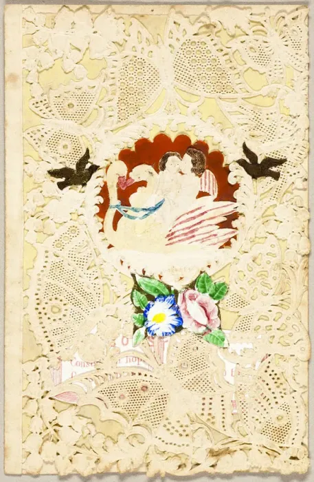 Framed Print : Untitled Valentine (Children, Swans, and Butterflies), 1860 / 69. Creator: John Windsor Framed Print : Untitled Valentine (Children, Swans, and Butterflies), 1860 / 69. Creator: John Windsor