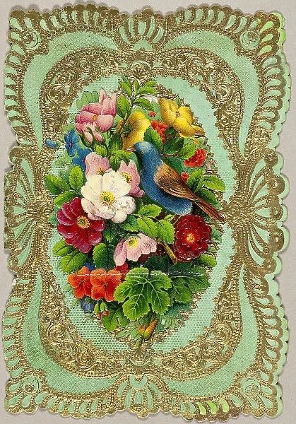 Untitled Valentine (Flowers and Bird), c.1860. Creator: Unknown