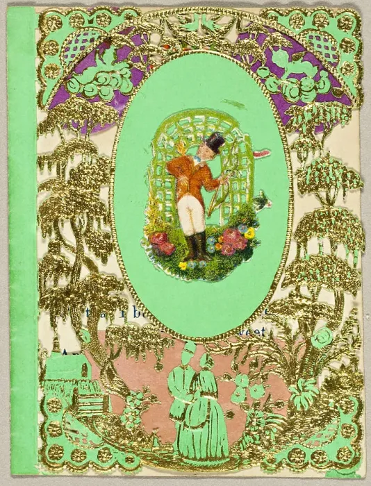 Framed Print : Untitled Valentine (Gentleman Under Arbor), 1860 / 69. Creator: Unknown Framed Print : Untitled Valentine (Gentleman Under Arbor), 1860 / 69. Creator: Unknown