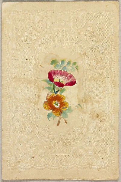 Untitled Valentine (Pink and Orange Flowers), c.1840. Creator: Unknown
