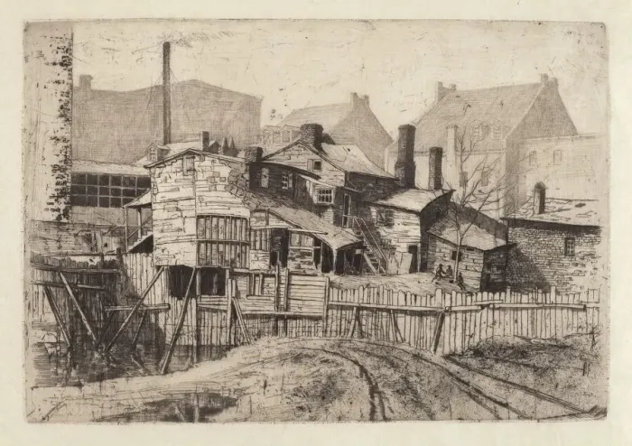 Framed Print : Untitled (Wooden House in City), 1880s. Creator: Charles Frederick William Mielatz Framed Print : Untitled (Wooden House in City), 1880s. Creator: Charles Frederick William Mielatz