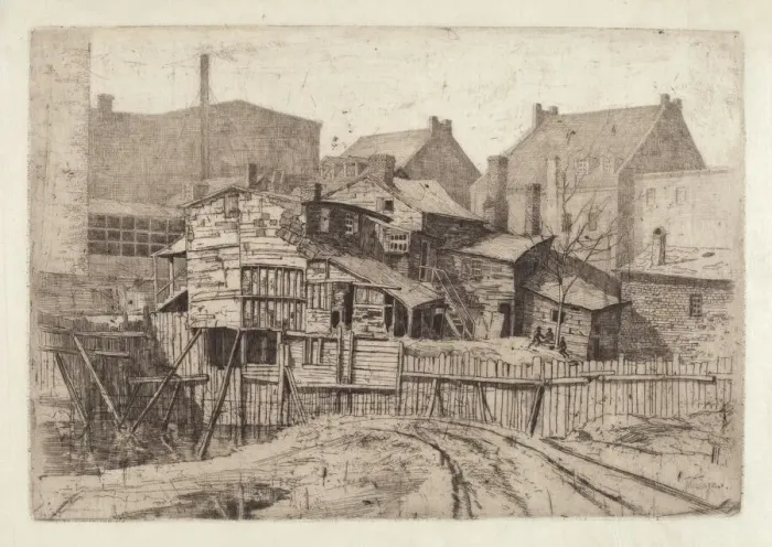 Framed Print : Untitled (Wooden House in City), 1880s. Creator: Charles Frederick William Mielatz Framed Print : Untitled (Wooden House in City), 1880s. Creator: Charles Frederick William Mielatz