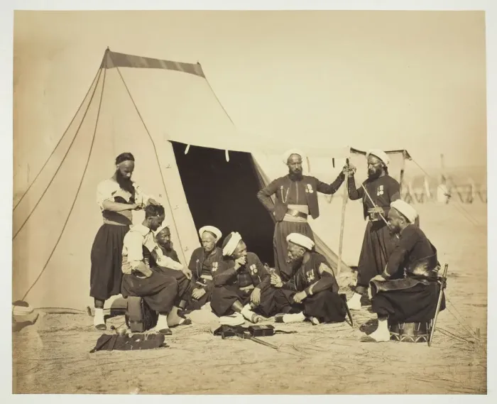 Framed Print : Untitled (Zouaves), 1857. Creator: Gustave Le Gray Framed Print : Untitled (Zouaves), 1857. Creator: Gustave Le Gray