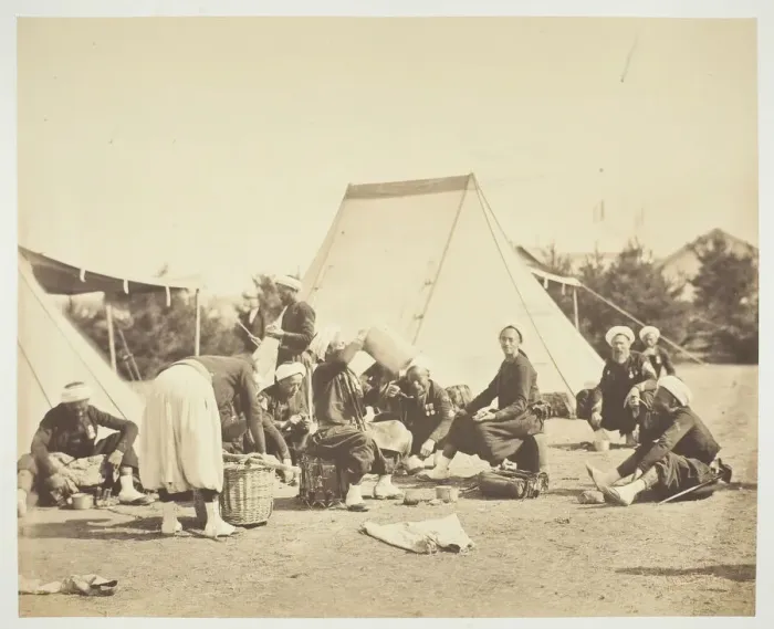 Framed Print : Untitled [Zouaves], 1857. Creator: Gustave Le Gray