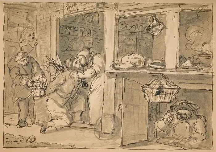 Framed Print : Unused drawing for Industry and Idleness, 1747. Artist: William Hogarth Framed Print : Unused drawing for Industry and Idleness, 1747. Artist: William Hogarth