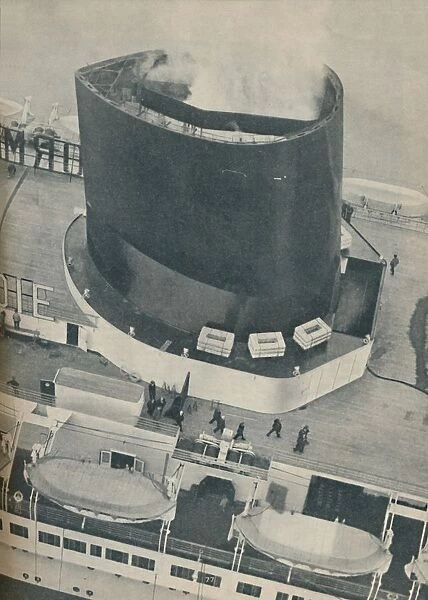 An unusual angle of the Normandies deck, 1936