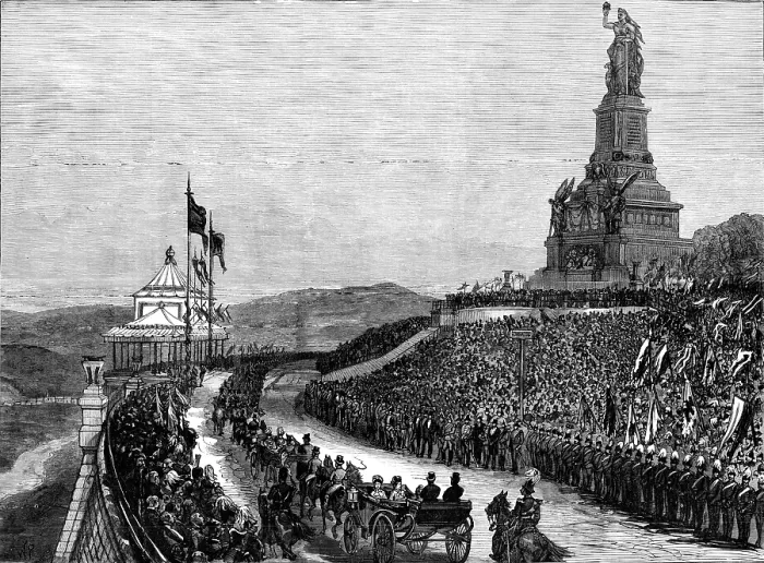 Framed Print : Unveiling the German National Monument at Rudesheim, opposite Bingen on the Rhine, 1883. Creator: Unknown Framed Print : Unveiling the German National Monument at Rudesheim, opposite Bingen on the Rhine, 1883. Creator: Unknown