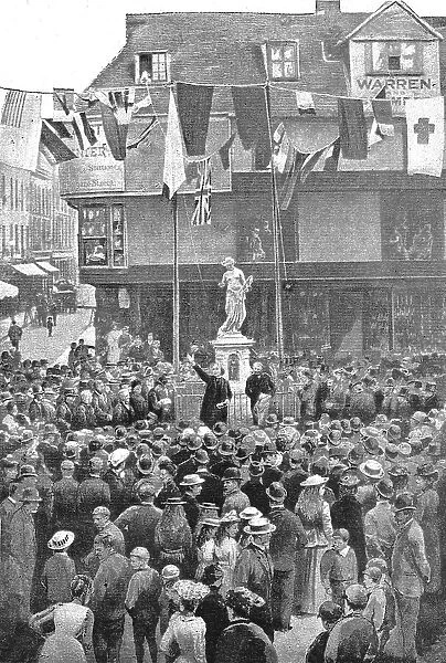 The Unveiling of the Marlowe Memorial at Canterbury, Mr. Henry Irving deleivering his... 1891. Creator: Unknown