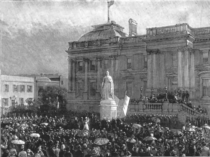 Framed Print : Unveiling the Queens Statue at Capetown, South Africa, 1890. Creator: Unknown Framed Print : Unveiling the Queens Statue at Capetown, South Africa, 1890. Creator: Unknown