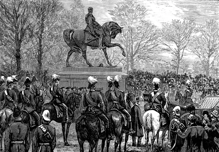Framed Print : Unveiling the statue of Lord Gough in the Phoenix Park, Dublin, 1880. Creator: Unknown Framed Print : Unveiling the statue of Lord Gough in the Phoenix Park, Dublin, 1880. Creator: Unknown