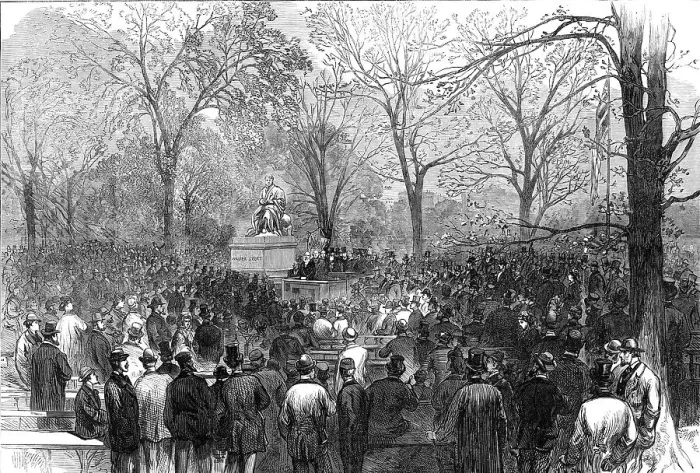 Framed Print : Unveiling of the statue of Sir Walter Scott in Central-Park, New York, 1872. Creator: Unknown Framed Print : Unveiling of the statue of Sir Walter Scott in Central-Park, New York, 1872. Creator: Unknown