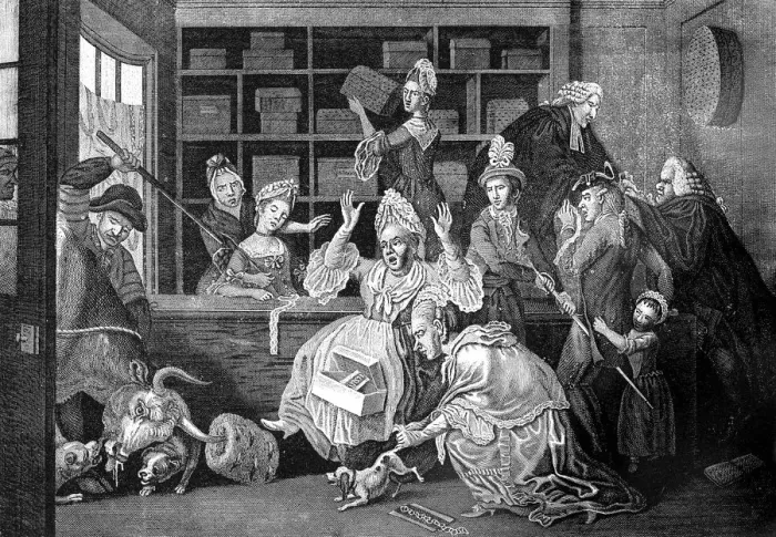Framed Print : A Unwelcome customer, 1772. Artist: Caldwell