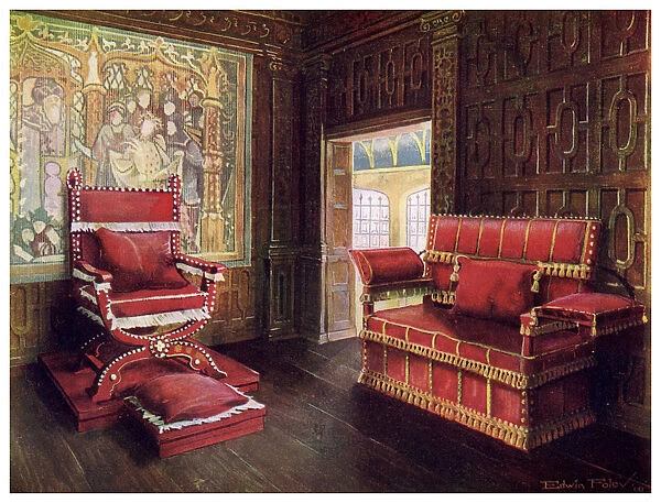 Upholstered chair and couch with adjustable ends, 1910. Artist: Edwin Foley