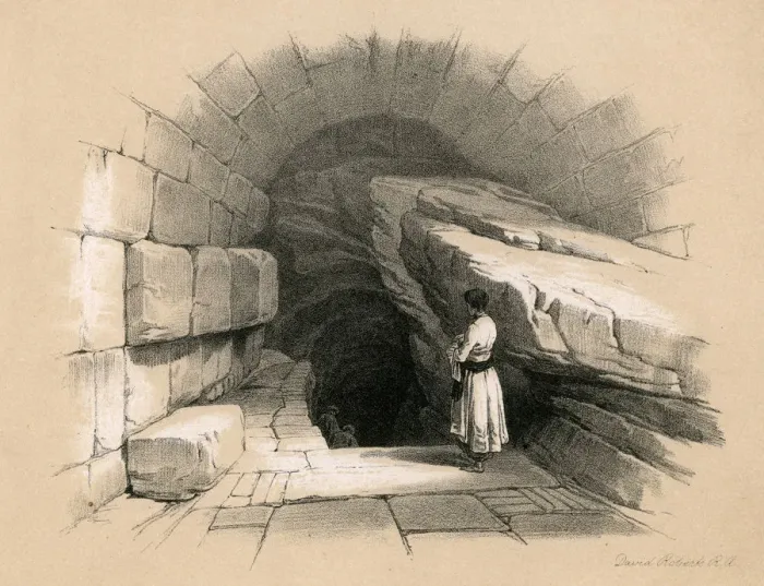 Framed Print : Upper fountain of Siloam, 1855. Artist: David Roberts Framed Print : Upper fountain of Siloam, 1855. Artist: David Roberts