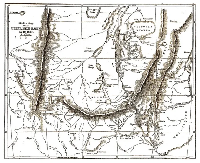 Framed Print : Upper Nile Basin Map; The regions of the Cazembe, 1875. Creator: Charles Tilstone Beke Framed Print : Upper Nile Basin Map; The regions of the Cazembe, 1875. Creator: Charles Tilstone Beke