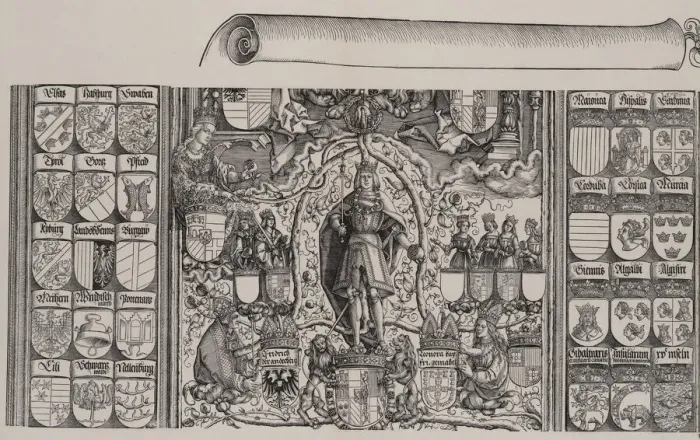 Framed Print : The Upper Portion of the Genealogy of Maximilian; with the Right Edge of the Scroll for Framed Print : The Upper Portion of the Genealogy of Maximilian; with the Right Edge of the Scroll for