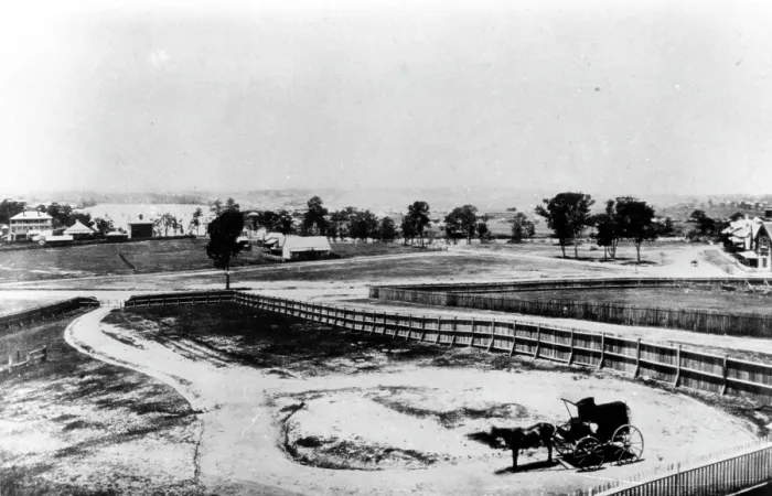 Framed Print : Upper Roma Street with Brisbane River and Milton Reach, c1880s. Creator: Unknown Framed Print : Upper Roma Street with Brisbane River and Milton Reach, c1880s. Creator: Unknown