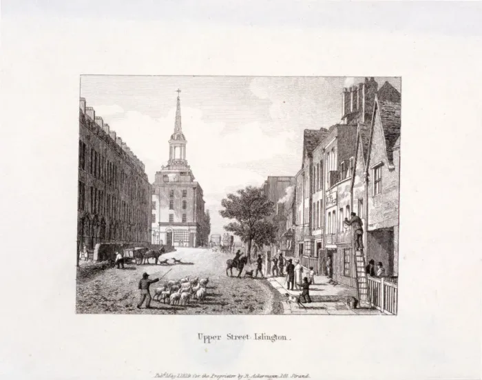 Framed Print : Upper Street, Islington, London, 1819 Framed Print : Upper Street, Islington, London, 1819