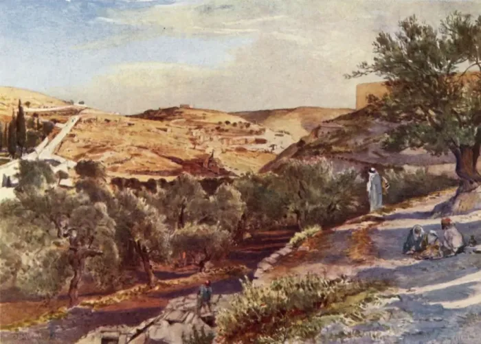 Framed Print : The Upper Valley of the Kidron Looking South, 1902. Creator: John Fulleylove Framed Print : The Upper Valley of the Kidron Looking South, 1902. Creator: John Fulleylove