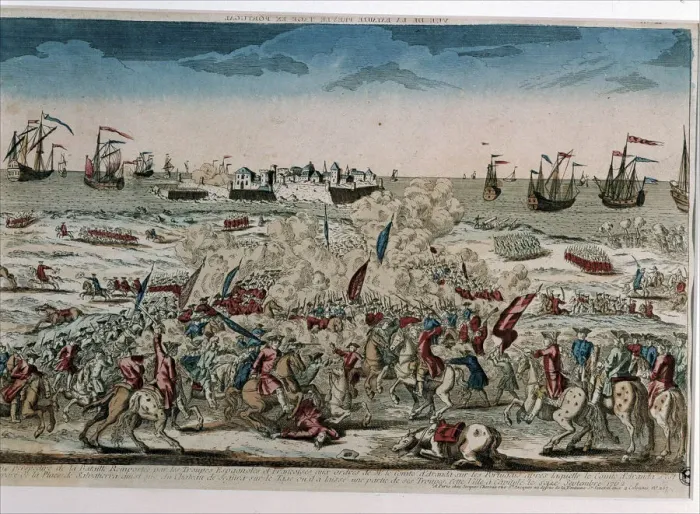 Framed Print : Uprising of Portugal, battle of Remportee, Spanish and French troops commanded by Count of Aranda Framed Print : Uprising of Portugal, battle of Remportee, Spanish and French troops commanded by Count of Aranda