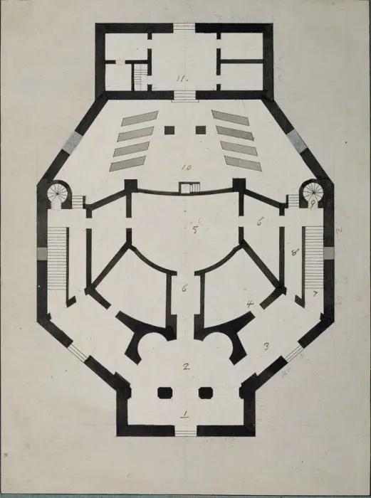 Framed Print : Upstairs Floor Plan. Artist: Quarenghi, Giacomo Antonio Domenico (1744-1817) Framed Print : Upstairs Floor Plan. Artist: Quarenghi, Giacomo Antonio Domenico (1744-1817)