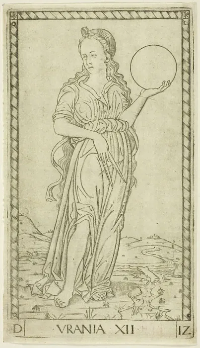 Framed Print : Urania, plate twelve from Apollo and the Muses, c.1465. Creator: Unknown Framed Print : Urania, plate twelve from Apollo and the Muses, c.1465. Creator: Unknown