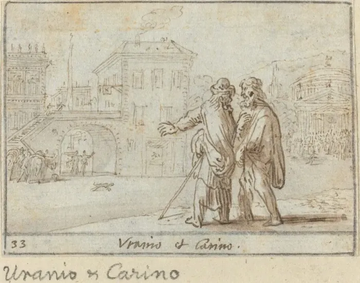 Framed Print : Uranio and Carino, 1640. Creator: Johann Wilhelm Baur Framed Print : Uranio and Carino, 1640. Creator: Johann Wilhelm Baur
