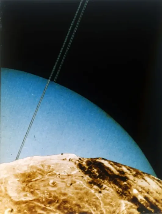 Framed Print : Uranus seen from Miranda, 1986. Creator: NASA Framed Print : Uranus seen from Miranda, 1986. Creator: NASA