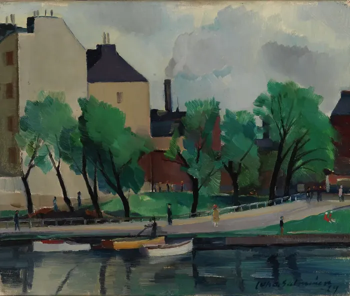 Framed Print : Urban Shore, 1929. Creator: Juho Salminen Framed Print : Urban Shore, 1929. Creator: Juho Salminen