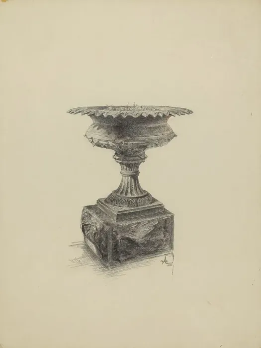 Framed Print : Urn for Flowers, 1938. Creator: Ralph Atkinson Framed Print : Urn for Flowers, 1938. Creator: Ralph Atkinson