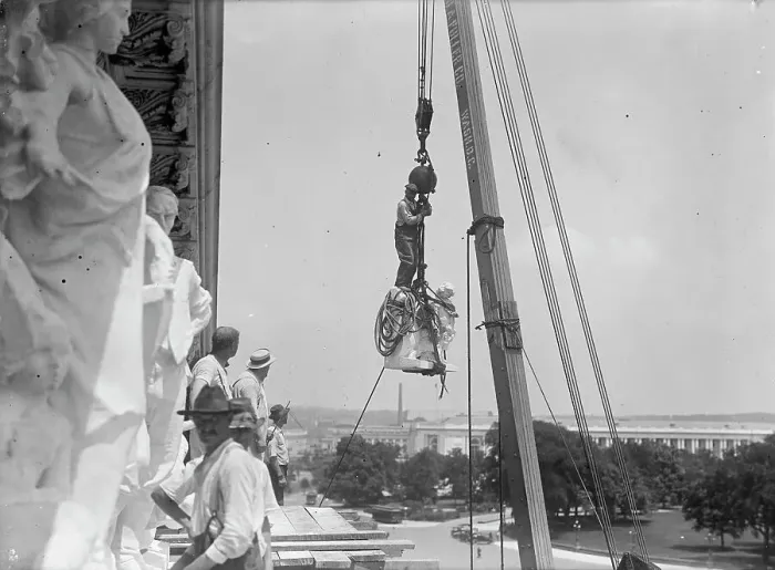 Framed Print : U.S. Capitol - Pediment On House Front; Sculpture By Paul Bartlett, 1916. Creator: Harris & Ewing. U.S. Capitol - Pediment On House Front; Sculpture By Paul Bartlett, 1916. Creator: Harris & Ewing Framed Print : U.S. Capitol - Pediment On House Front; Sculpture By Paul Bartlett, 1916. Creator: Harris & Ewing. U.S. Capitol - Pediment On House Front; Sculpture By Paul Bartlett, 1916. Creator: Harris & Ewing