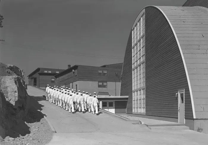 Framed Print : U.S. Coast Guard Academy, Reserve Cadet Buildings, New London, Connecticut, 1943. Creator: Gottscho-Schleisner, Inc Framed Print : U.S. Coast Guard Academy, Reserve Cadet Buildings, New London, Connecticut, 1943. Creator: Gottscho-Schleisner, Inc