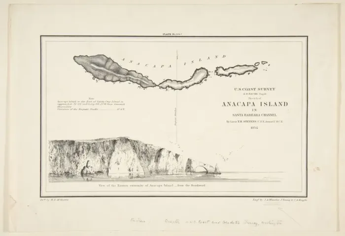Framed Print : U.S. Coast Survey... Sketch of Anapaca Island in Santa Barbara Channel, 1854-57 Framed Print : U.S. Coast Survey... Sketch of Anapaca Island in Santa Barbara Channel, 1854-57