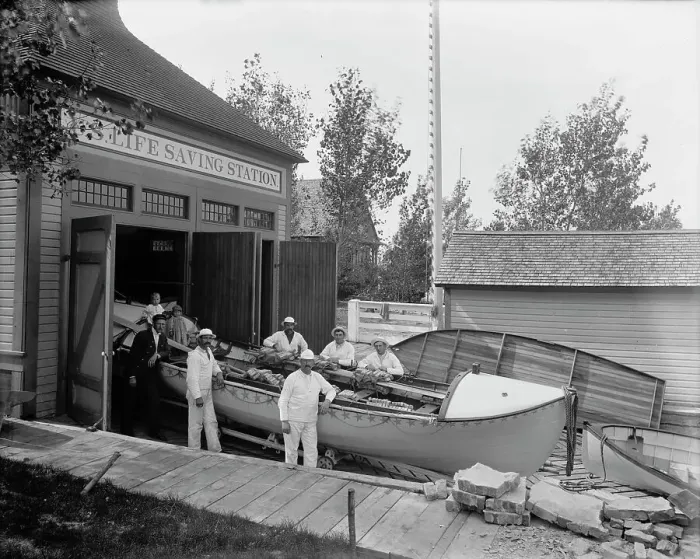 Framed Print : U.S. Life Saving Station, Macatawa Park, Mich. between 1890 and 1901. Creator: Unknown Framed Print : U.S. Life Saving Station, Macatawa Park, Mich. between 1890 and 1901. Creator: Unknown