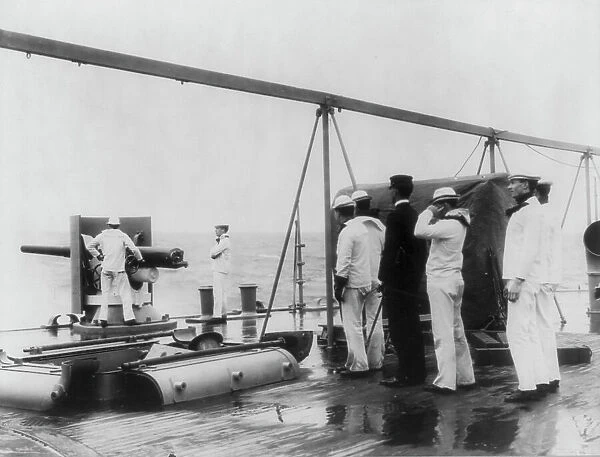 U.S. Naval Academy, Annapolis, Md. 1902?: Target practice at sea, (1902?). Creator: Frances Benjamin Johnston