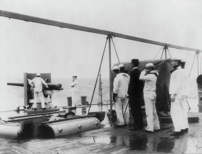 Framed Print : U.S. Naval Academy, Annapolis, Md. 1902?: Target practice at sea, (1902?). Creator: Frances Benjamin Johnston Framed Print : U.S. Naval Academy, Annapolis, Md. 1902?: Target practice at sea, (1902?). Creator: Frances Benjamin Johnston