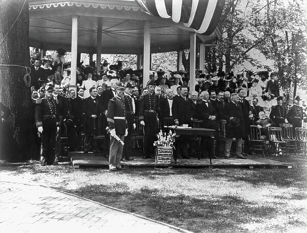 U.S. Naval Academy, Annapolis: Pres. Theodore Roosevelt at Commencement exercises, (1902?). Creator: Frances Benjamin Johnston