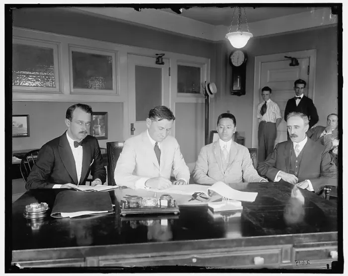Framed Print : U.S. Shipping Board signing contract w / China, between 1910 and 1920. Creator: Harris & Ewing. U.S. Shipping Board signing contract w / China, between 1910 and 1920. Creator: Harris & Ewing Framed Print : U.S. Shipping Board signing contract w / China, between 1910 and 1920. Creator: Harris & Ewing. U.S. Shipping Board signing contract w / China, between 1910 and 1920. Creator: Harris & Ewing