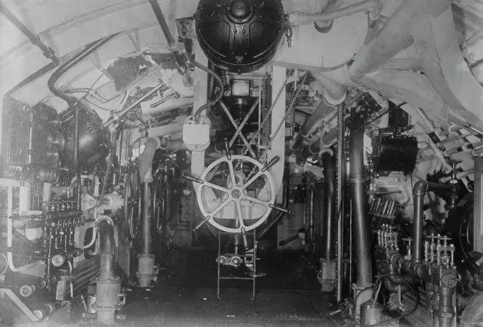Framed Print : U.S. Submarine -- amidships, looking forward, between c1910 and c1915. Creator: Bain News Service Framed Print : U.S. Submarine -- amidships, looking forward, between c1910 and c1915. Creator: Bain News Service