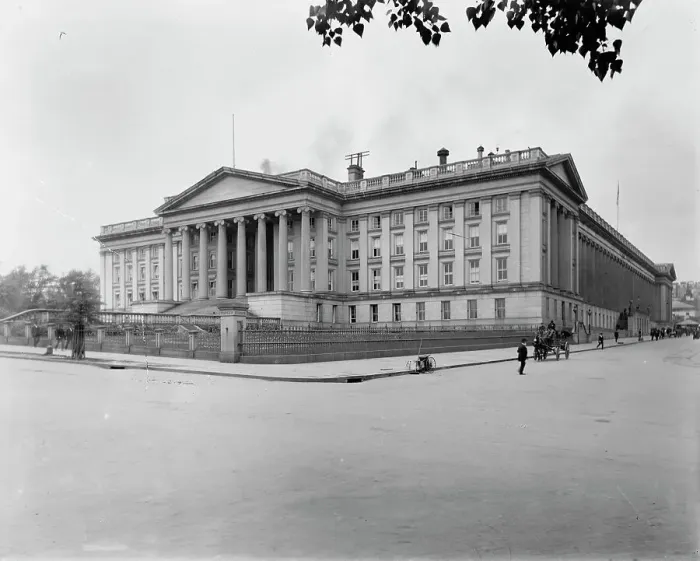 Framed Print : U.S. Treasury, Washington, D.C. between 1880 and 1897. Creator: William H. Jackson Framed Print : U.S. Treasury, Washington, D.C. between 1880 and 1897. Creator: William H. Jackson