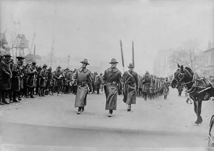 Framed Print : U.S. troops at landing port, France, 3 Nov 1917. Creator: Bain News Service Framed Print : U.S. troops at landing port, France, 3 Nov 1917. Creator: Bain News Service