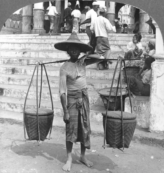 Framed Print : The much used carrier of Burma, Rangoon, 1908. Artist: Stereo Travel Co Framed Print : The much used carrier of Burma, Rangoon, 1908. Artist: Stereo Travel Co