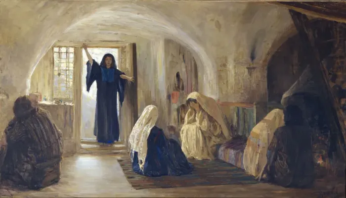 Framed Print : Ushered in a tearful joy, 1899-1905. Artist: Polenov, Vasili Dmitrievich (1844-1927) Framed Print : Ushered in a tearful joy, 1899-1905. Artist: Polenov, Vasili Dmitrievich (1844-1927)