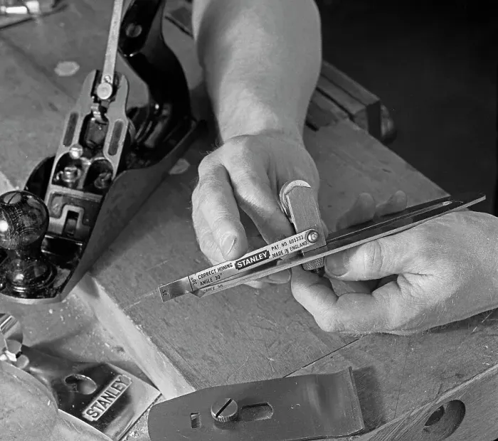 Framed Print : Using an adjustment gauge on a Stanley plane, 1968. Artist: Michael Walters Framed Print : Using an adjustment gauge on a Stanley plane, 1968. Artist: Michael Walters