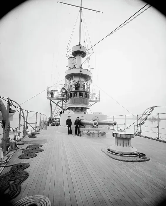 Framed Print : U.S.S. Brooklyn, forecastle deck, between 1896 and 1901. Creator: Unknown Framed Print : U.S.S. Brooklyn, forecastle deck, between 1896 and 1901. Creator: Unknown