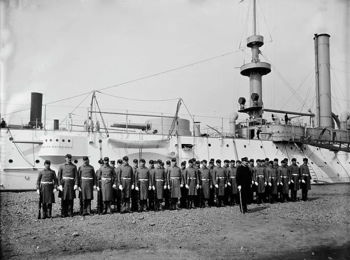 Framed Print : U.S.S. Brooklyn, Marine guard, 1897. Creator: Unknown Framed Print : U.S.S. Brooklyn, Marine guard, 1897. Creator: Unknown