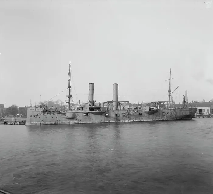 Framed Print : U.S.S. Chicago at Brooklyn Navy Yard, between 1890 and 1901. Creator: Unknown Framed Print : U.S.S. Chicago at Brooklyn Navy Yard, between 1890 and 1901. Creator: Unknown